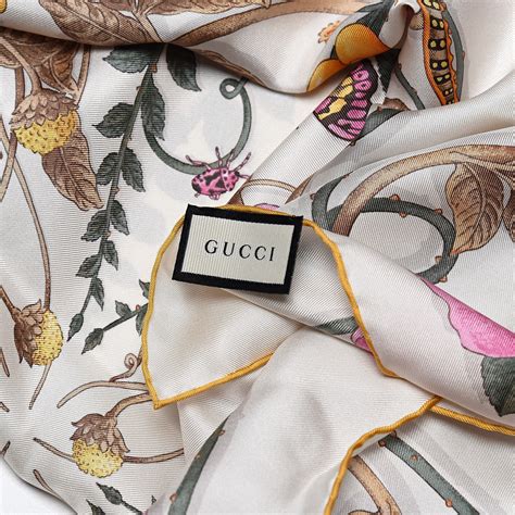 gucci flower pring square scarf|Gucci handkerchief scarf.